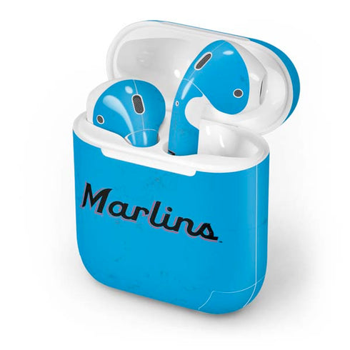 MLB Miami Marlins Solid Distressed Apple AirPods Skin