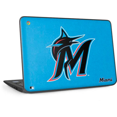 MLB Miami Marlins Solid Distressed HP Chromebook Skin