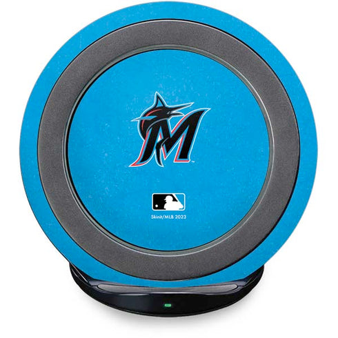 MLB Miami Marlins Solid Distressed Fast Charge Wireless Charging Stand Skin