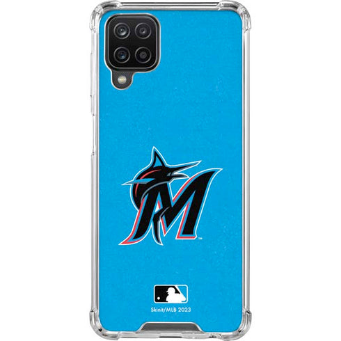 MLB Miami Marlins Solid Distressed Galaxy A12 Clear Case