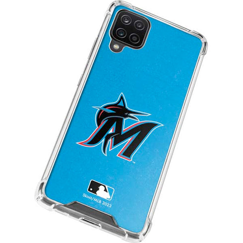 MLB Miami Marlins Solid Distressed Galaxy A12 Clear Case