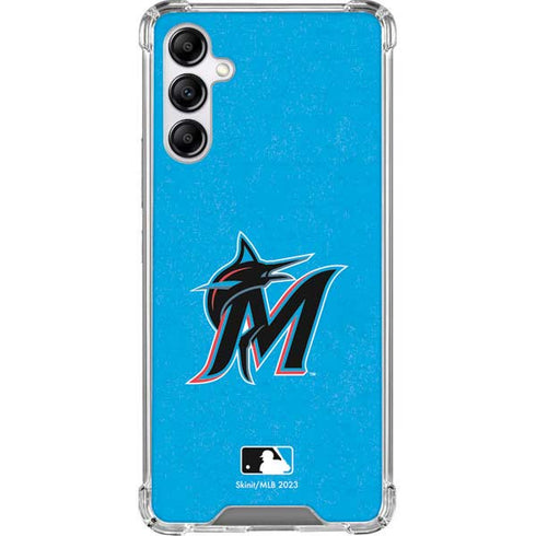 MLB Miami Marlins Solid Distressed Galaxy A14 5G Clear Case