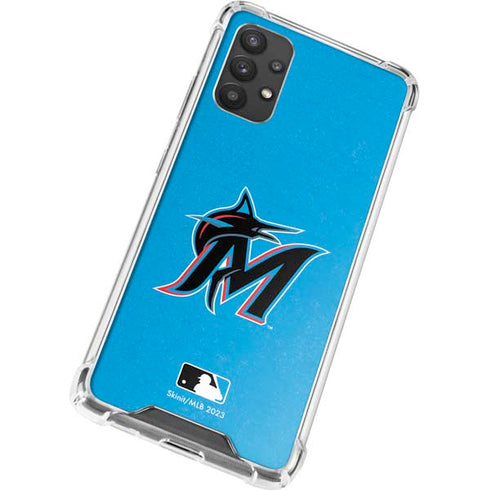 MLB Miami Marlins Solid Distressed Galaxy A32 5G Clear Case