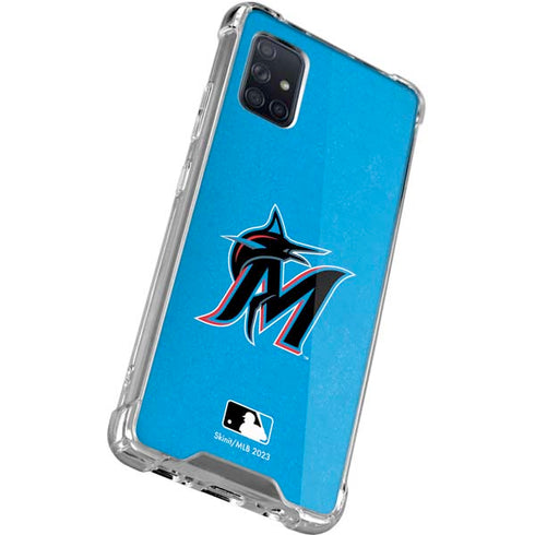 MLB Miami Marlins Solid Distressed Galaxy A51 5G Clear Case
