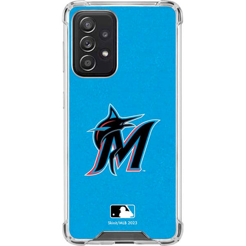 MLB Miami Marlins Solid Distressed Galaxy A52 5G Clear Case