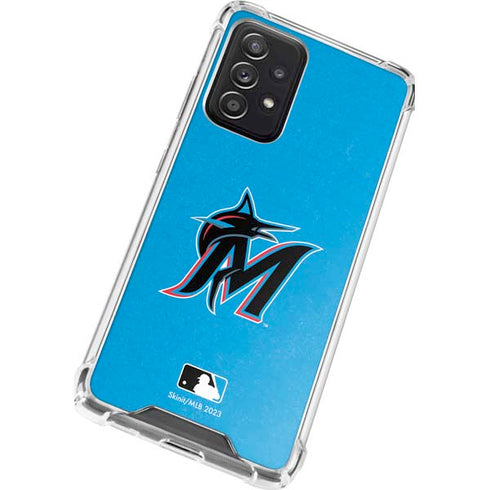 MLB Miami Marlins Solid Distressed Galaxy A52 5G Clear Case
