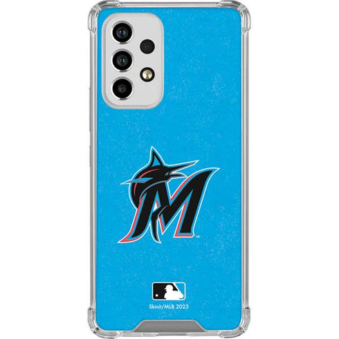 MLB Miami Marlins Solid Distressed Galaxy A53 5G Clear Case