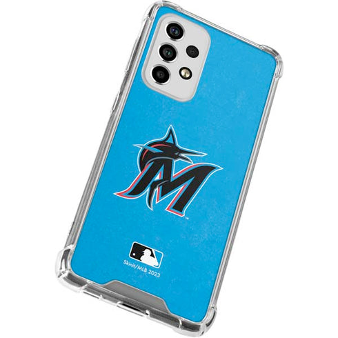 MLB Miami Marlins Solid Distressed Galaxy A53 5G Clear Case