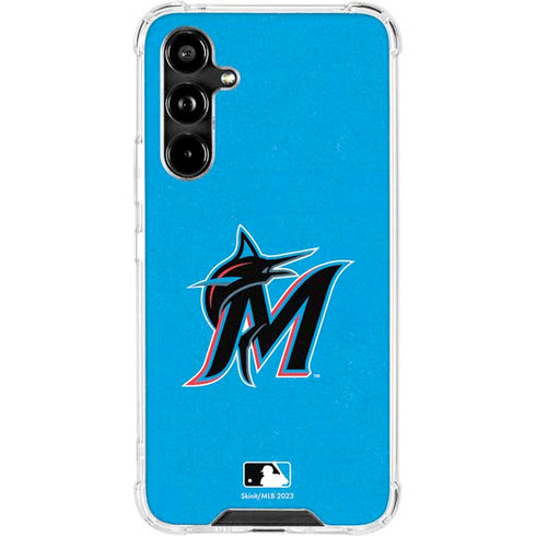 MLB Miami Marlins Solid Distressed Galaxy A54 5G Clear Case
