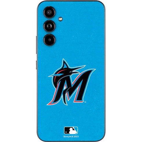 MLB Miami Marlins Solid Distressed Galaxy A54 5G Skin