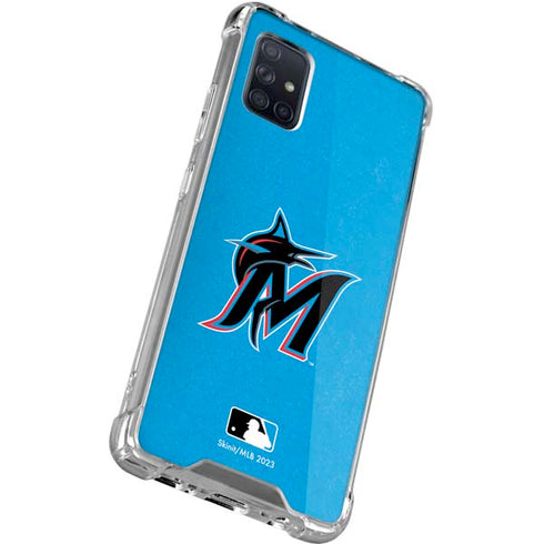 MLB Miami Marlins Solid Distressed Galaxy A71 5G Clear Case