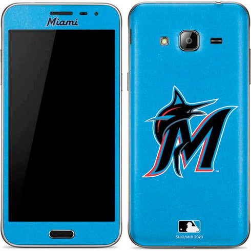MLB Miami Marlins Solid Distressed Galaxy J3 Skin