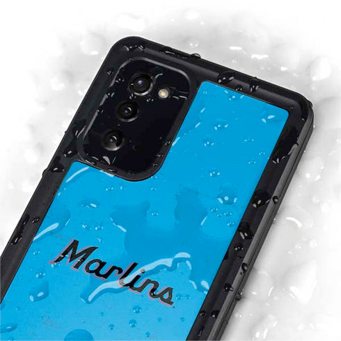 MLB Miami Marlins Solid Distressed Galaxy Note20 5G Waterproof Case