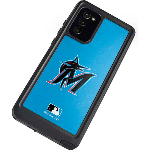 MLB Miami Marlins Solid Distressed Galaxy Note20 5G Waterproof Case
