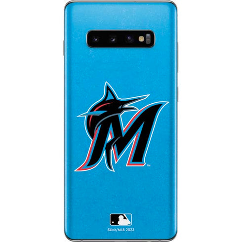 MLB Miami Marlins Solid Distressed Galaxy S10 Plus Skin
