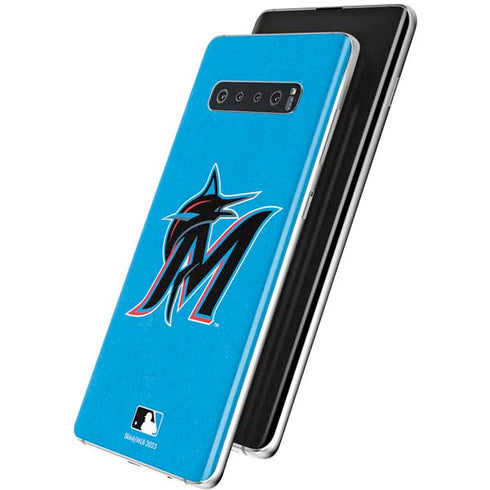 MLB Miami Marlins Solid Distressed Galaxy S10 Skin