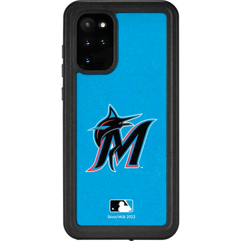 MLB Miami Marlins Solid Distressed Galaxy S20 Plus Waterproof Case