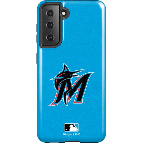 MLB Miami Marlins Solid Distressed Galaxy S21 5G Pro Case