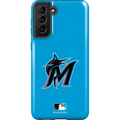 MLB Miami Marlins Solid Distressed Galaxy S21 Plus 5G Pro Case