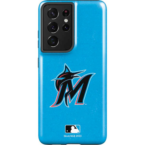 MLB Miami Marlins Solid Distressed Galaxy S21 Ultra 5G Pro Case