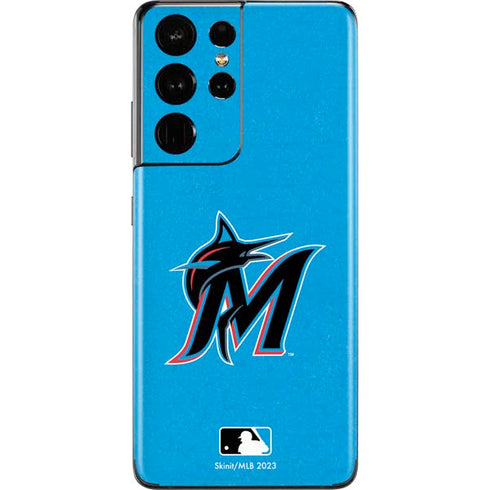 MLB Miami Marlins Solid Distressed Galaxy S21 Ultra 5G Skin