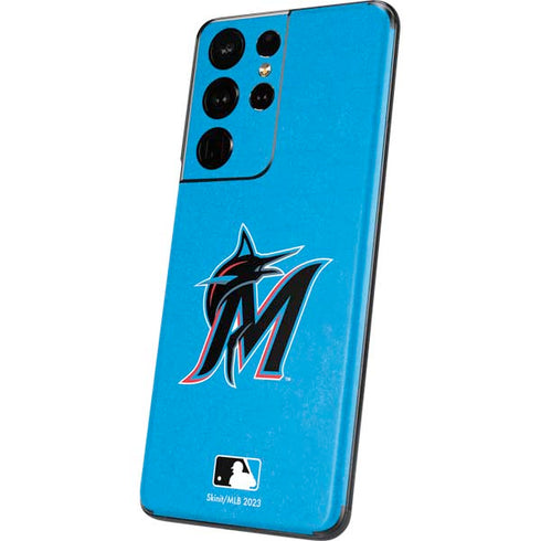 MLB Miami Marlins Solid Distressed Galaxy S21 Ultra 5G Skin