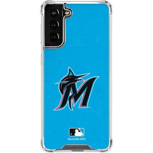 MLB Miami Marlins Solid Distressed Galaxy S22 Plus Clear Case