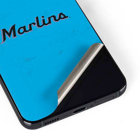 MLB Miami Marlins Solid Distressed Galaxy S22 Skin