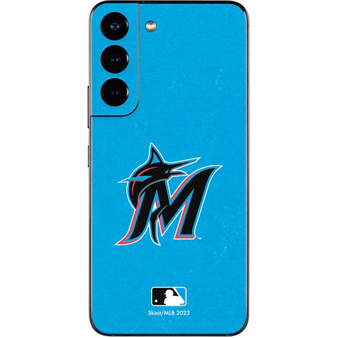 MLB Miami Marlins Solid Distressed Galaxy S22 Skin
