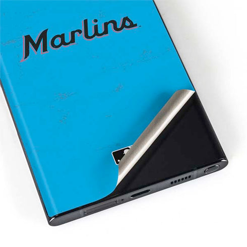 MLB Miami Marlins Solid Distressed Galaxy S22 Ultra Skin