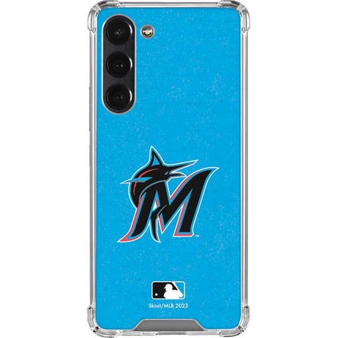 MLB Miami Marlins Solid Distressed Galaxy S23 Plus Clear Case