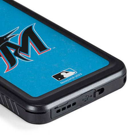 MLB Miami Marlins Solid Distressed Galaxy S23 Waterproof Case