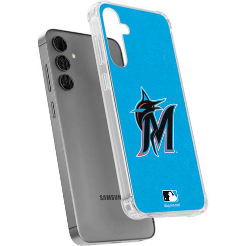 MLB Miami Marlins Solid Distressed Galaxy S24 Plus Clear Case