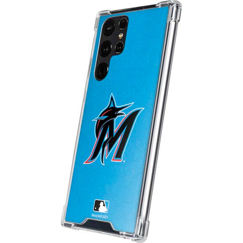MLB Miami Marlins Solid Distressed Galaxy S24 Ultra Clear Case