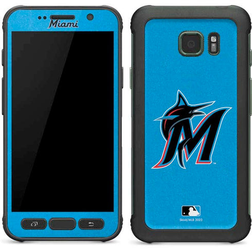 MLB Miami Marlins Solid Distressed Galaxy S7 Active Skin