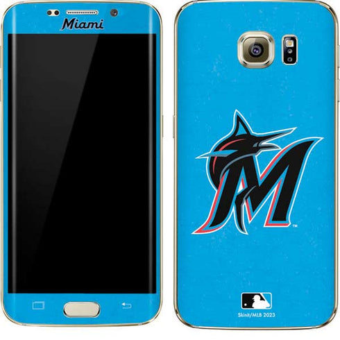 MLB Miami Marlins Solid Distressed Galaxy S7 Edge Skin