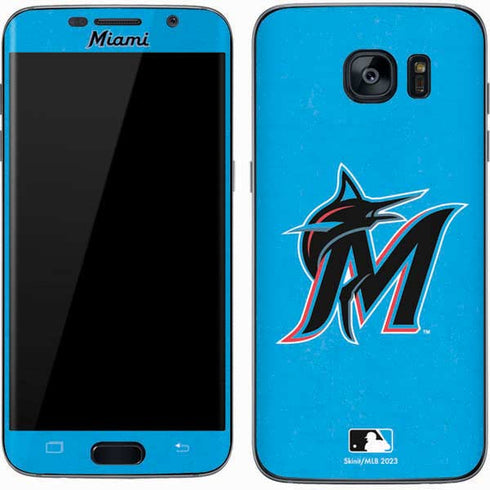 MLB Miami Marlins Solid Distressed Galaxy S7 Skin