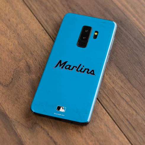 MLB Miami Marlins Solid Distressed Galaxy S9 Plus Skin