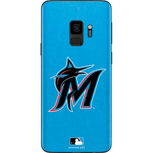 MLB Miami Marlins Solid Distressed Galaxy S9 Skin