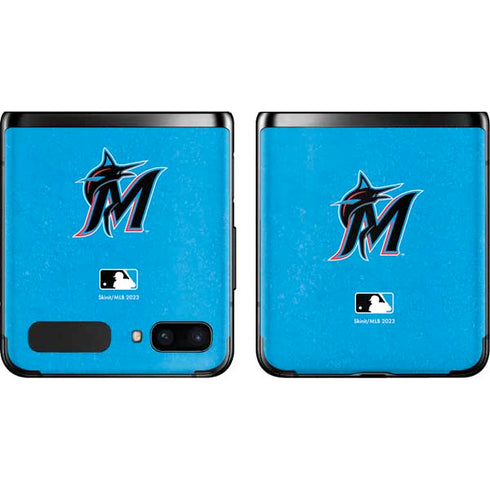 MLB Miami Marlins Solid Distressed Galaxy Z Flip Skin