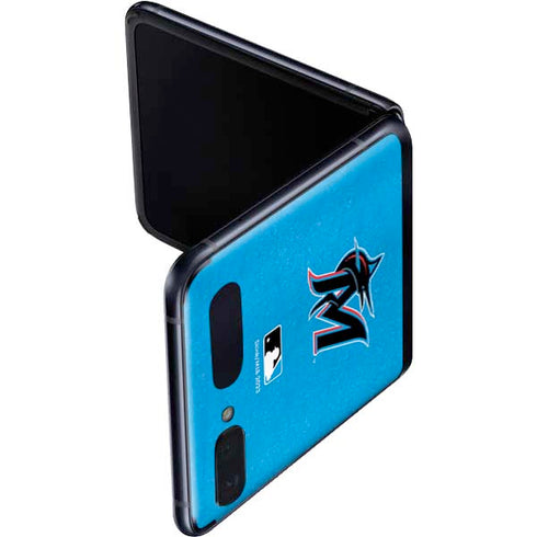 MLB Miami Marlins Solid Distressed Galaxy Z Flip Skin