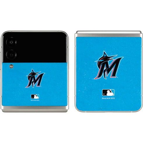 MLB Miami Marlins Solid Distressed Galaxy Z Flip3 5G Skin