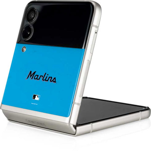 MLB Miami Marlins Solid Distressed Galaxy Z Flip4 5G Skin