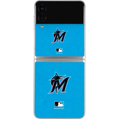 MLB Miami Marlins Solid Distressed Galaxy Z Flip4 5G Skin