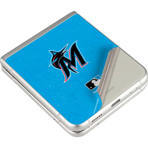 MLB Miami Marlins Solid Distressed Galaxy Z Flip4 5G Skin