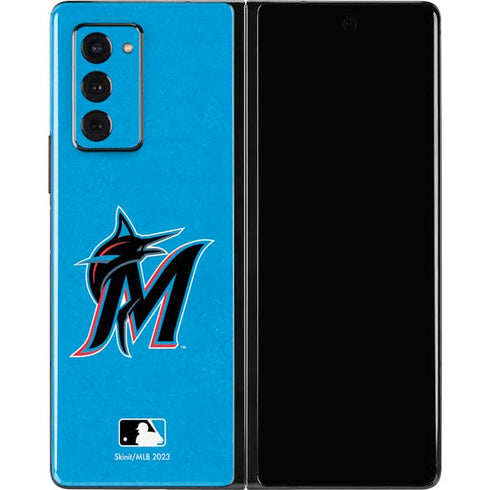 MLB Miami Marlins Solid Distressed Galaxy Z Fold2 5G Skin