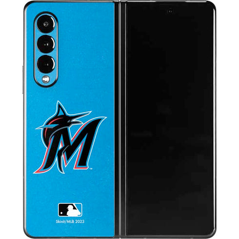 MLB Miami Marlins Solid Distressed Galaxy Z Fold3 5G Skin