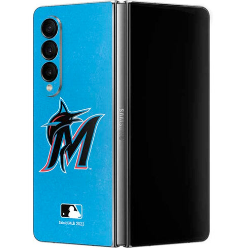 MLB Miami Marlins Solid Distressed Galaxy Z Fold4 5G Skin