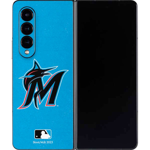 MLB Miami Marlins Solid Distressed Galaxy Z Fold4 5G Skin