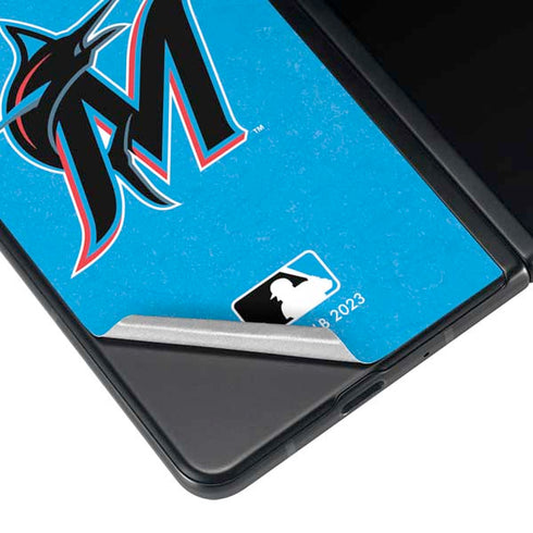 MLB Miami Marlins Solid Distressed Galaxy Z Fold4 5G Skin